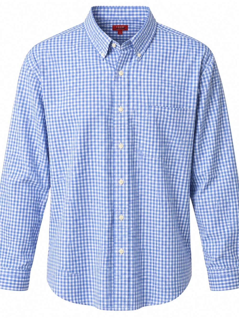 Izod Light Blue Gingham Button-Down Shirt